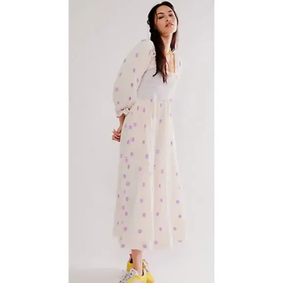 Free People Dahlia Embroidered Maxi Dress Small NWT Ballet Combo - Picture 1 of 5